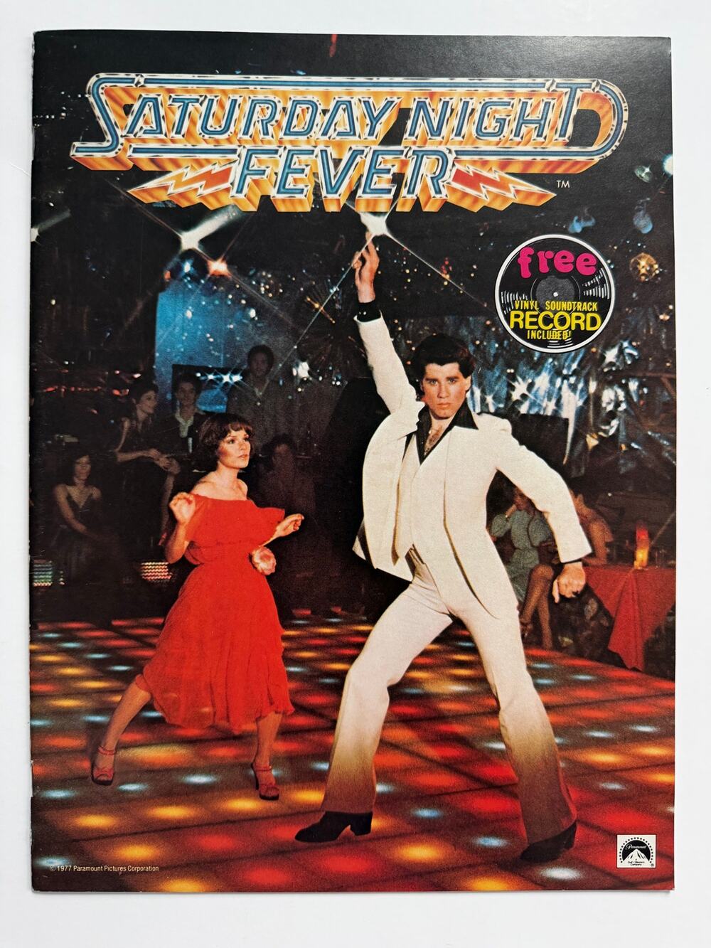 1977 Saturday Night Fever Movie Program John Travolta, Free Vinyl Record, Disco
